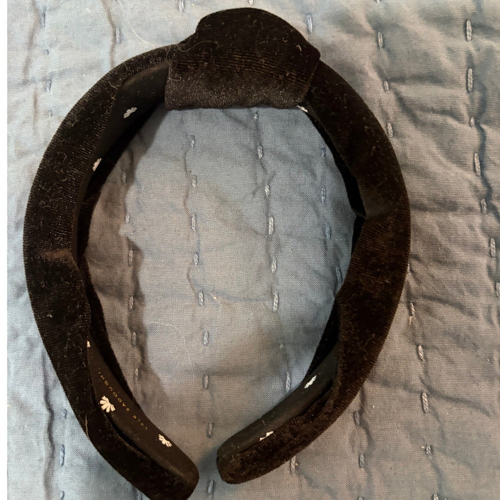 Lele Sadoughi Black Velvet Knotted Headband Women Classic Luxury Hair Accessory